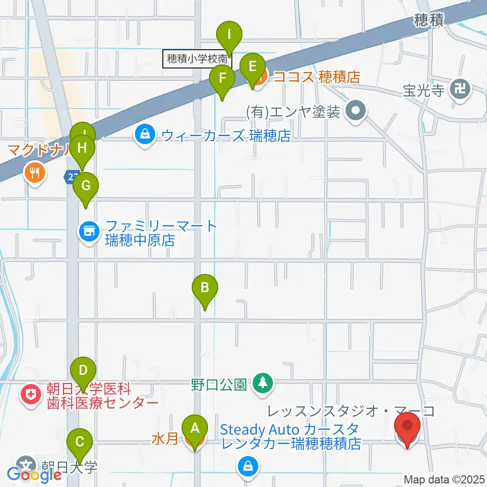 レッスンスタジオ・マーコ周辺のファミレス・ファーストフード一覧地図
