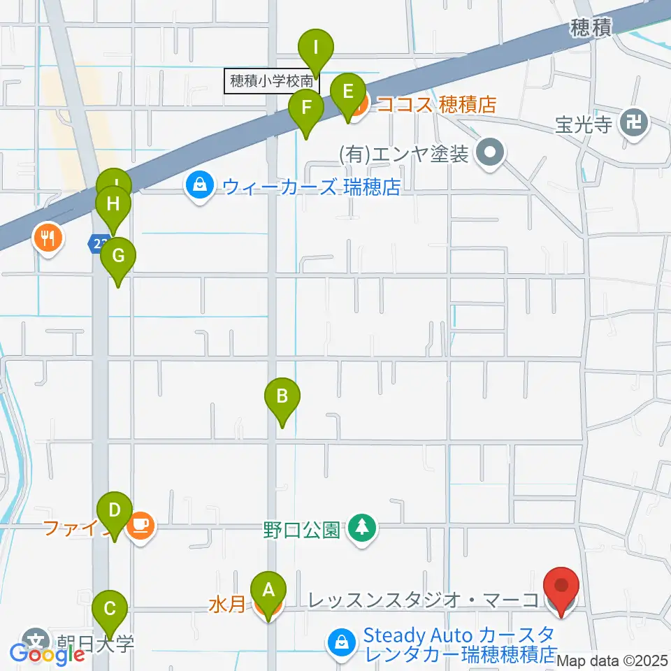 レッスンスタジオ・マーコ周辺のファミレス・ファーストフード一覧地図