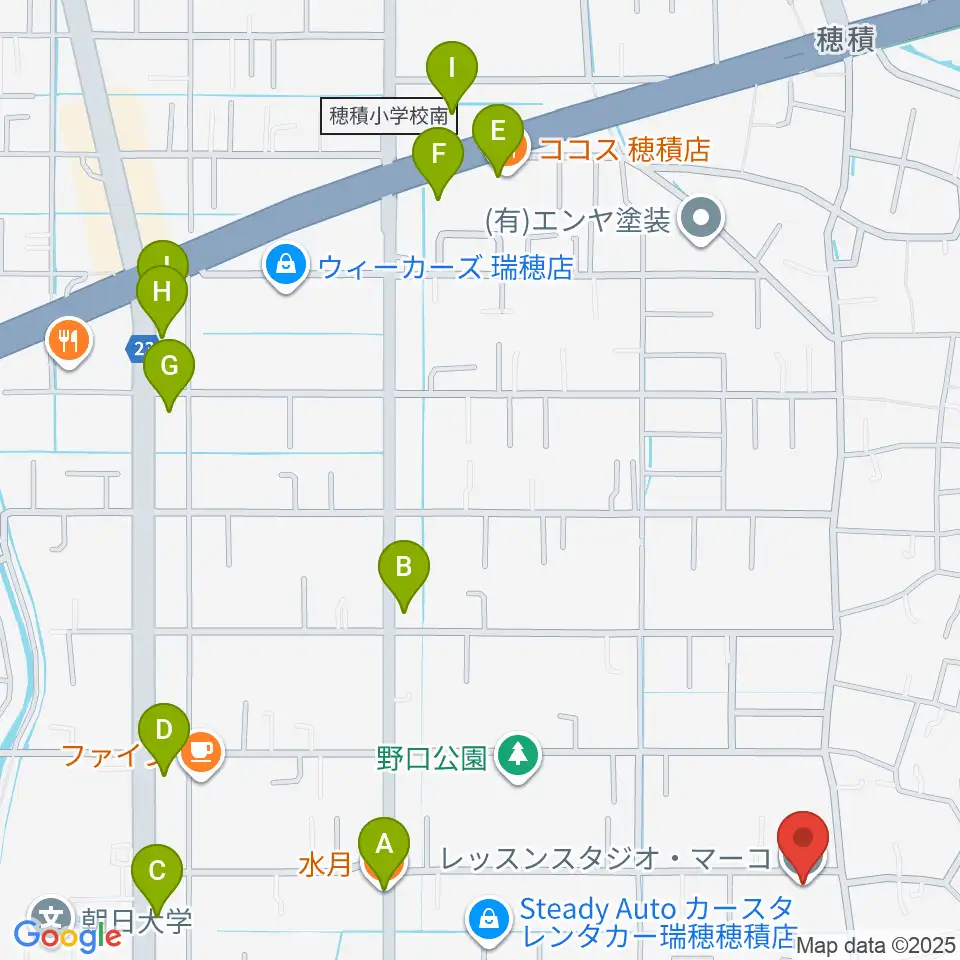 レッスンスタジオ・マーコ周辺のファミレス・ファーストフード一覧地図