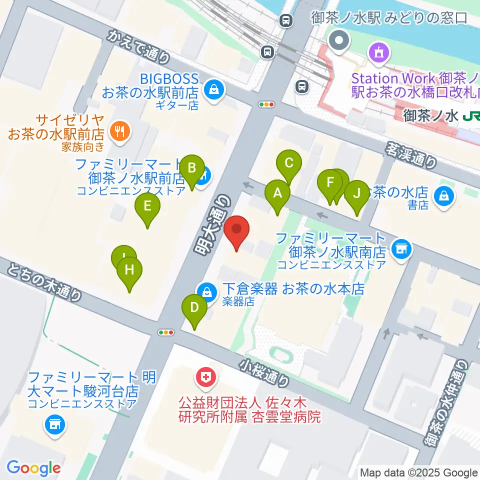 イシバシ楽器 御茶ノ水本店周辺のファミレス・ファーストフード一覧地図