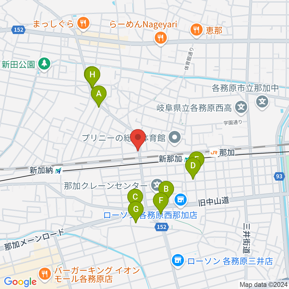 シャルテ音楽教室周辺のファミレス・ファーストフード一覧地図