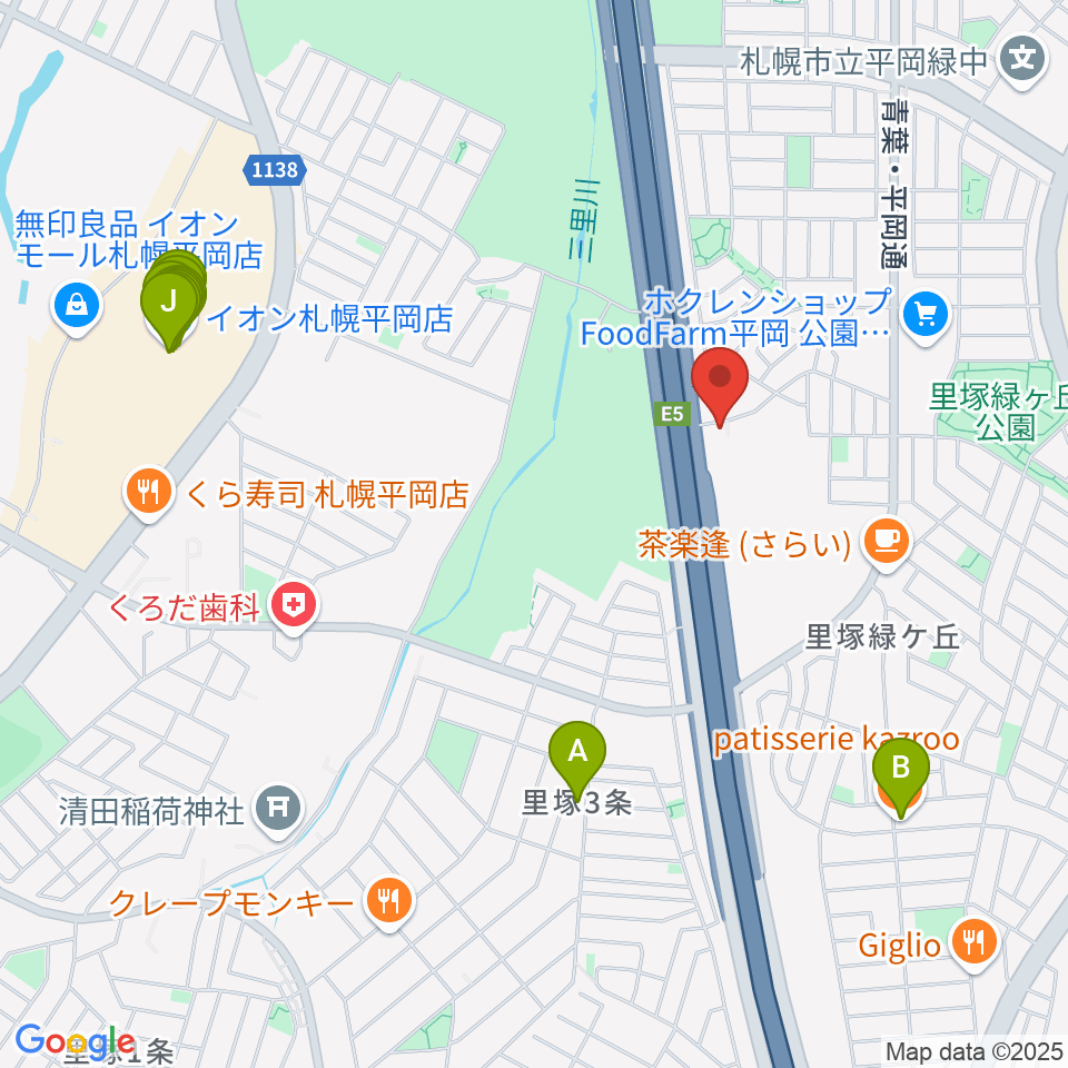 札幌ステュームスタジオ周辺のファミレス・ファーストフード一覧地図