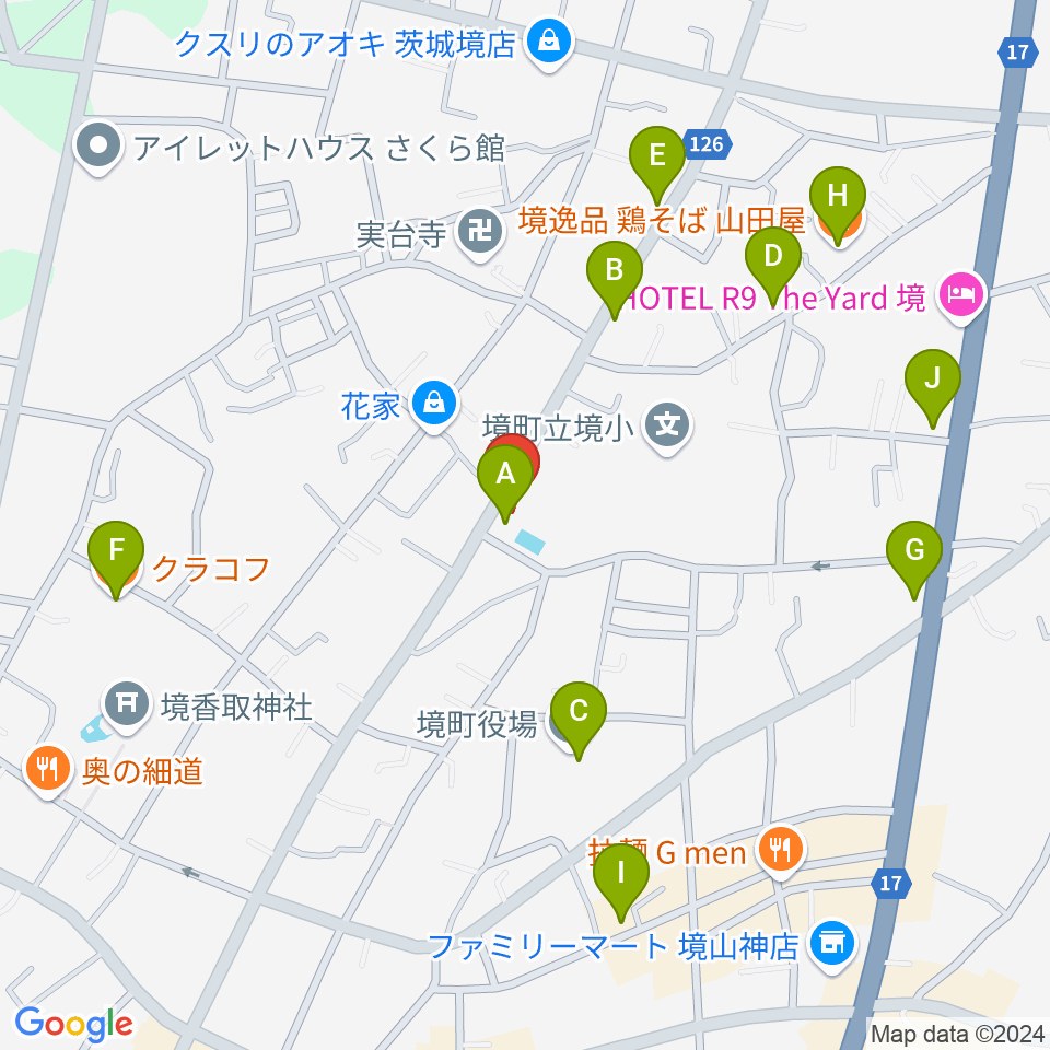 がくえんどう音楽教室周辺のファミレス・ファーストフード一覧地図