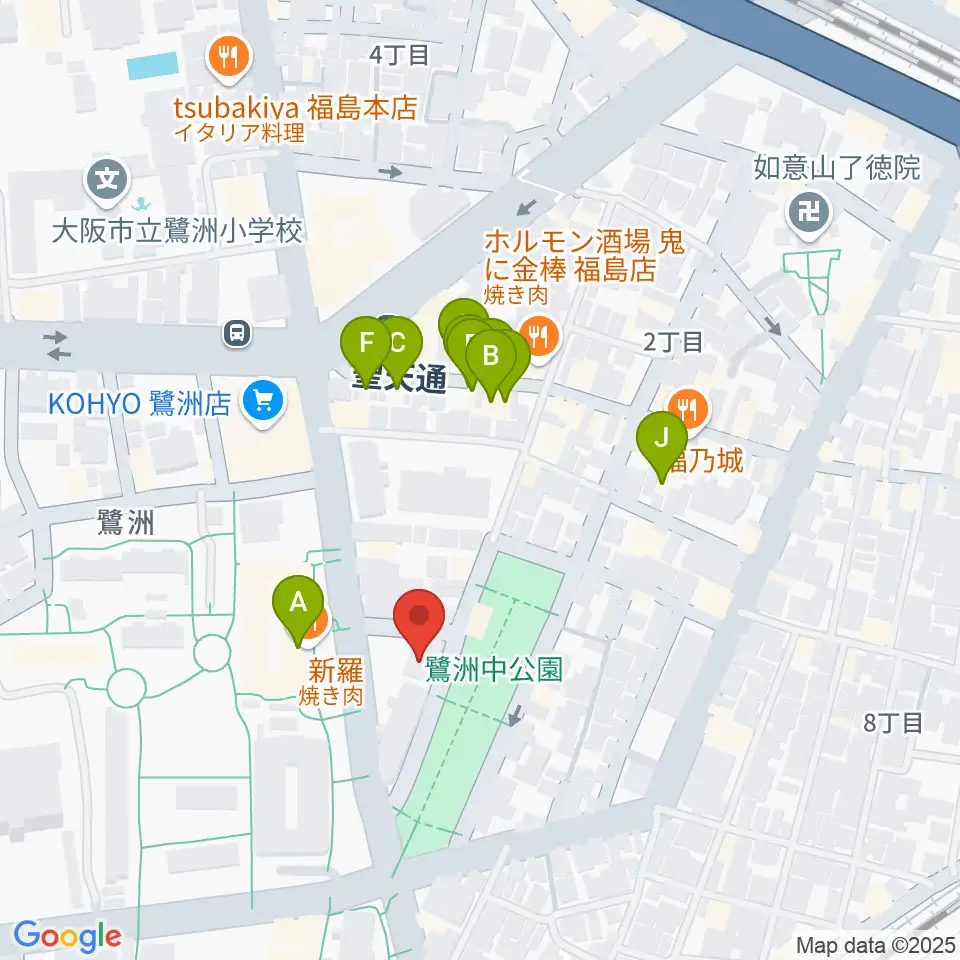 まこと音楽教室周辺のファミレス・ファーストフード一覧地図