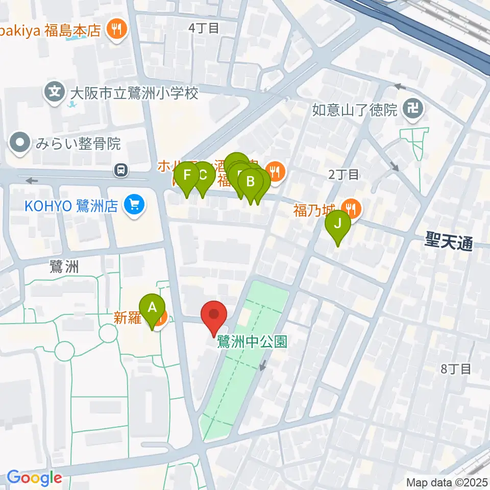まこと音楽教室周辺のファミレス・ファーストフード一覧地図