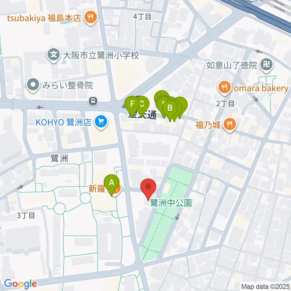 まこと音楽教室周辺のファミレス・ファーストフード一覧地図