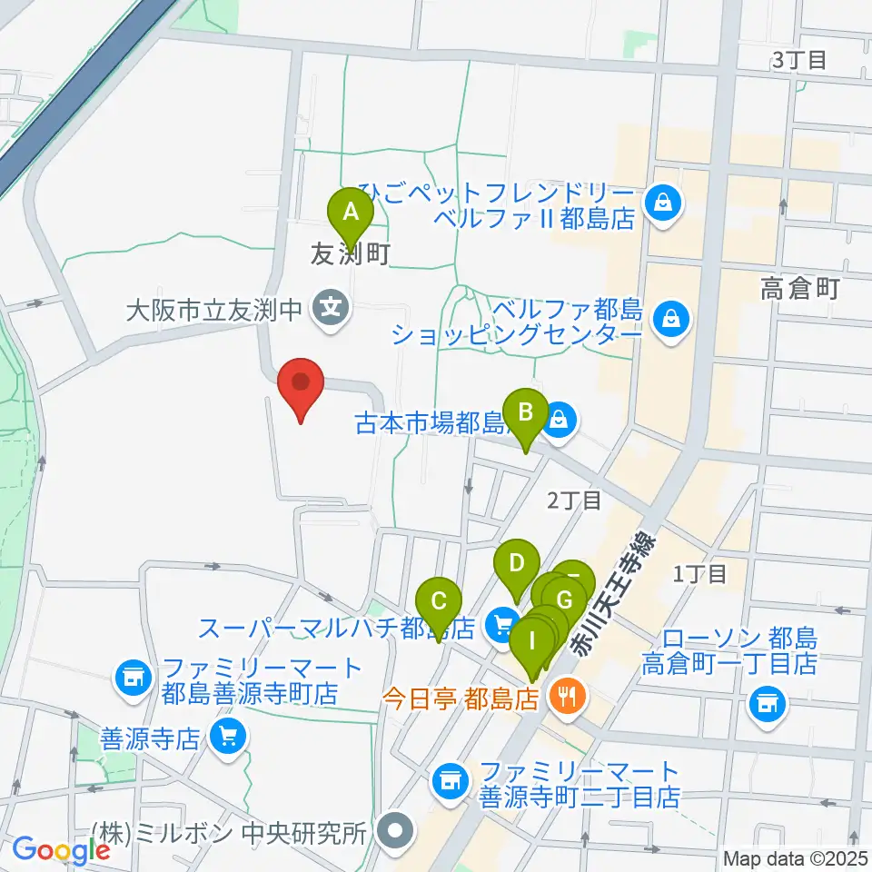 森音楽教室 都島教室周辺のファミレス・ファーストフード一覧地図