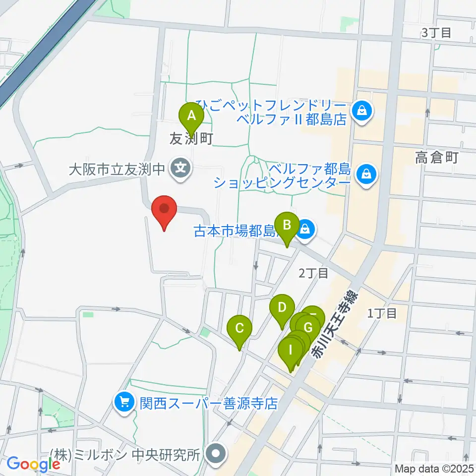 森音楽教室 都島教室周辺のファミレス・ファーストフード一覧地図