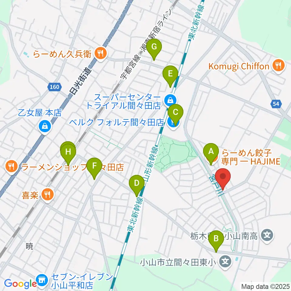 アルスミュージックスクール周辺のファミレス・ファーストフード一覧地図