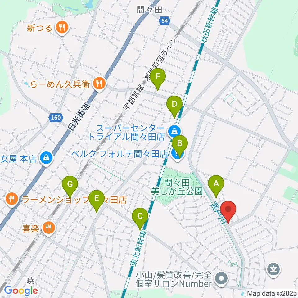 アルスミュージックスクール周辺のファミレス・ファーストフード一覧地図