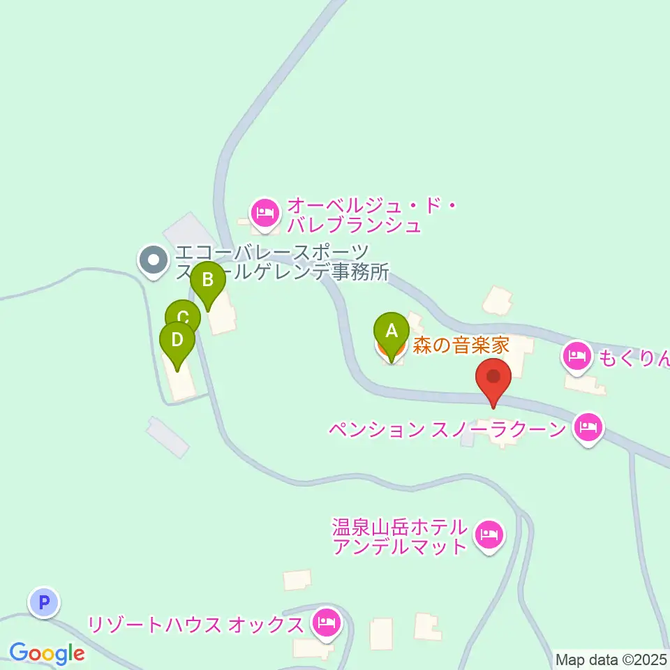 ペンション森の音楽家周辺のファミレス・ファーストフード一覧地図