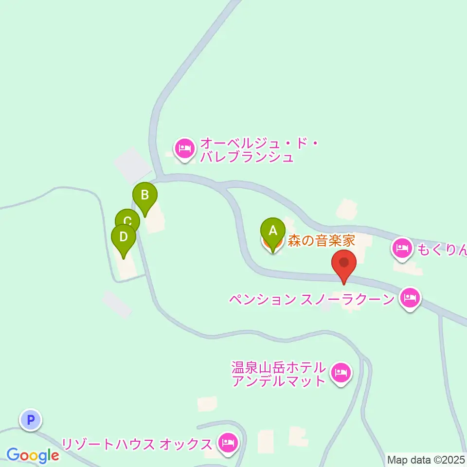 ペンション森の音楽家周辺のファミレス・ファーストフード一覧地図