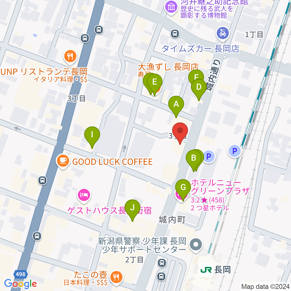 あぽろん長岡店周辺のファミレス・ファーストフード一覧地図