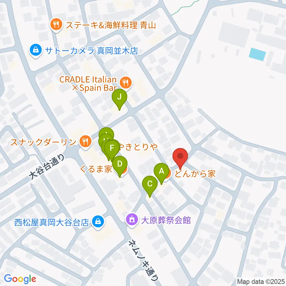 シノザキ総合音楽学院周辺のファミレス・ファーストフード一覧地図