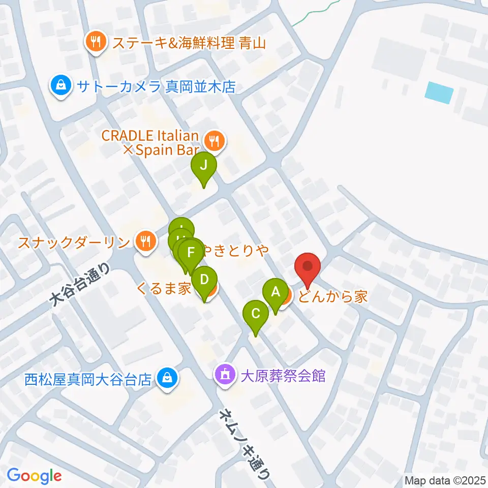 シノザキ総合音楽学院周辺のファミレス・ファーストフード一覧地図