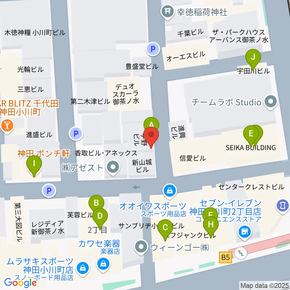ウッドマンお茶の水店周辺のファミレス・ファーストフード一覧地図