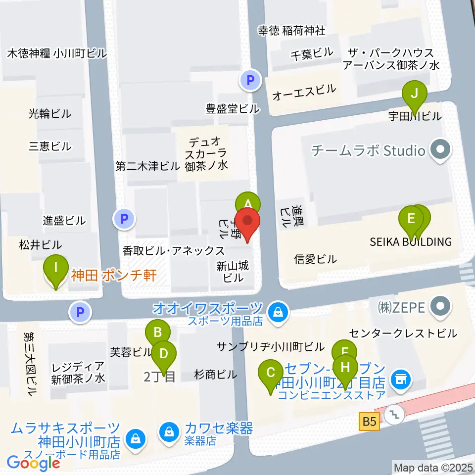 ウッドマンお茶の水店周辺のファミレス・ファーストフード一覧地図
