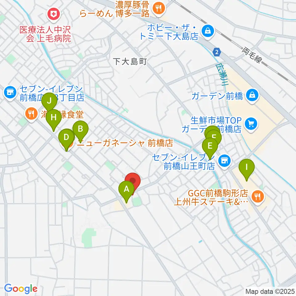 ヴィエナピアノ教室・フルート教室周辺のファミレス・ファーストフード一覧地図