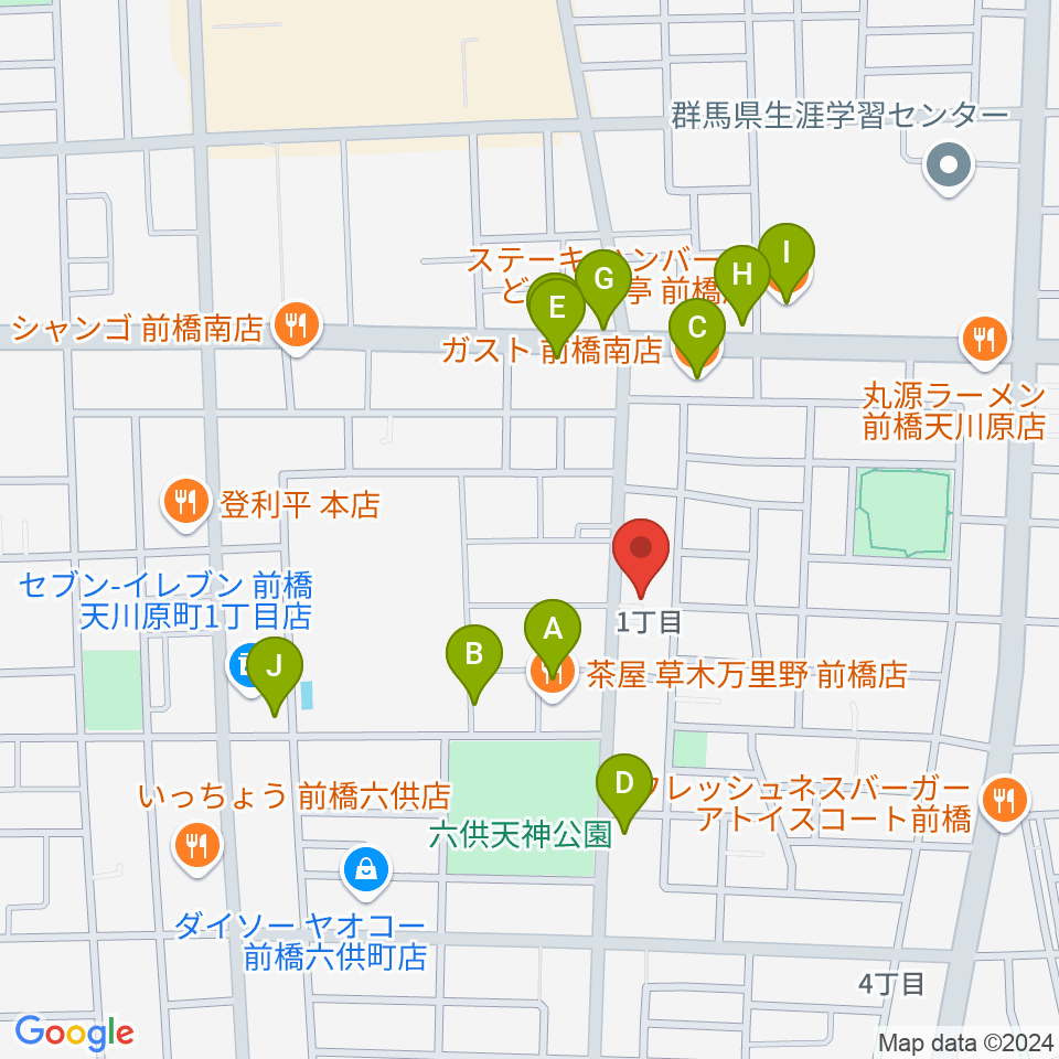 エコミック音楽教室周辺のファミレス・ファーストフード一覧地図