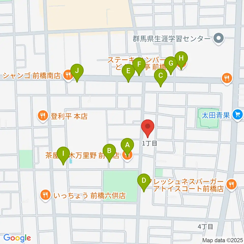 エコミック音楽教室周辺のファミレス・ファーストフード一覧地図
