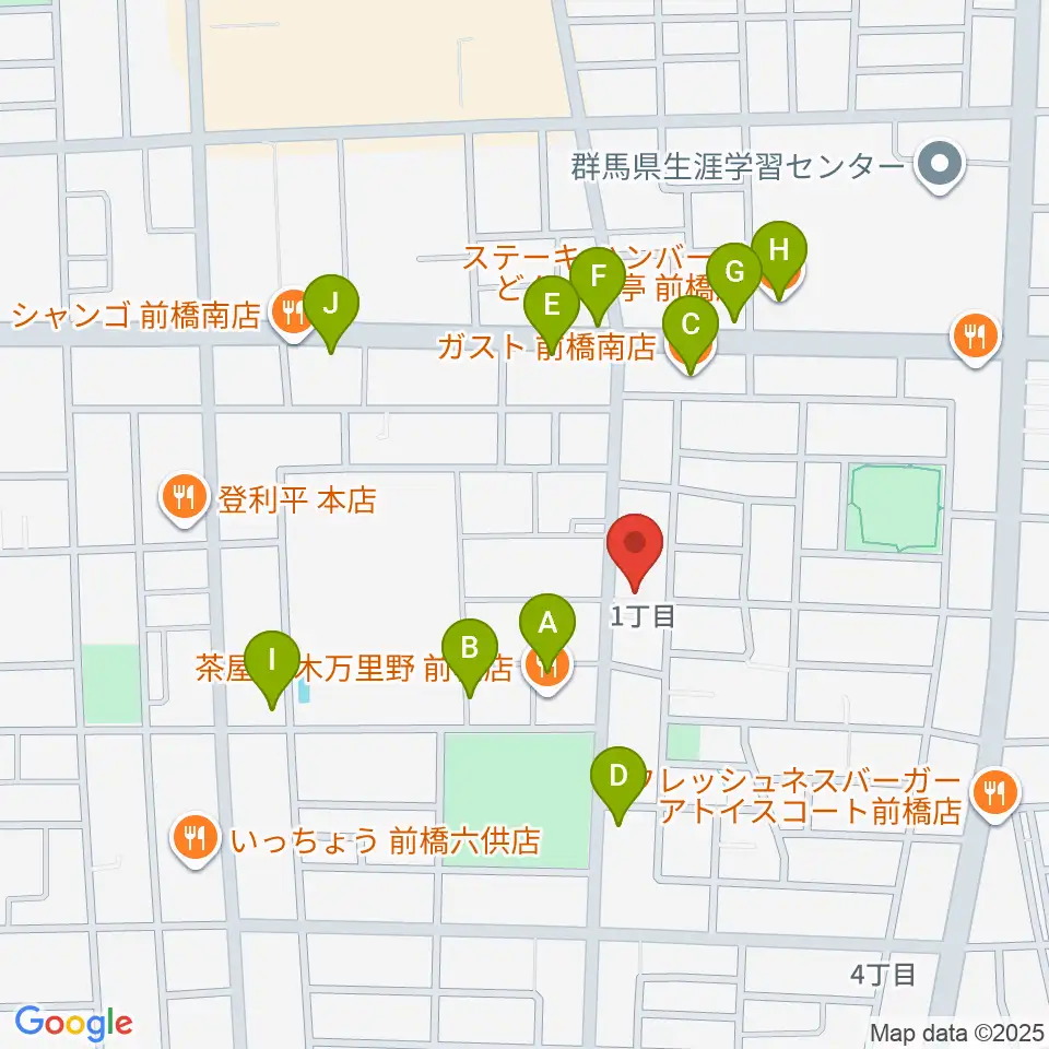 エコミック音楽教室周辺のファミレス・ファーストフード一覧地図