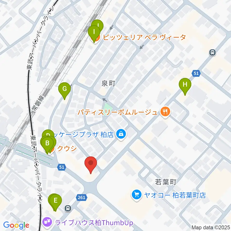 サウンドスタジオＭ 柏店周辺のファミレス・ファーストフード一覧地図