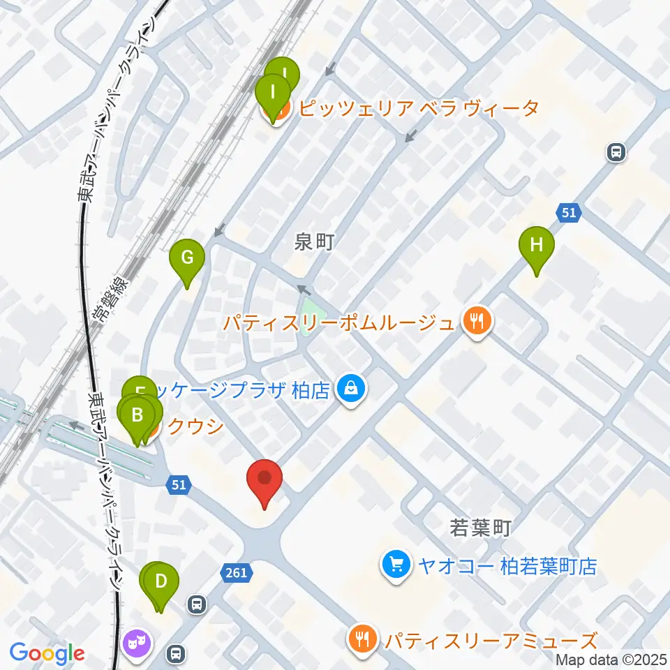 サウンドスタジオＭ 柏店周辺のファミレス・ファーストフード一覧地図