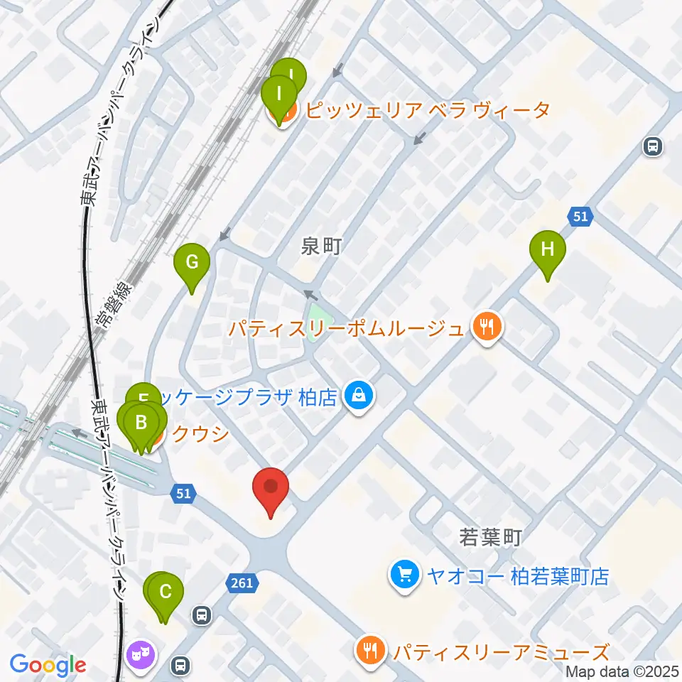サウンドスタジオM 柏店周辺のファミレス・ファーストフード一覧地図