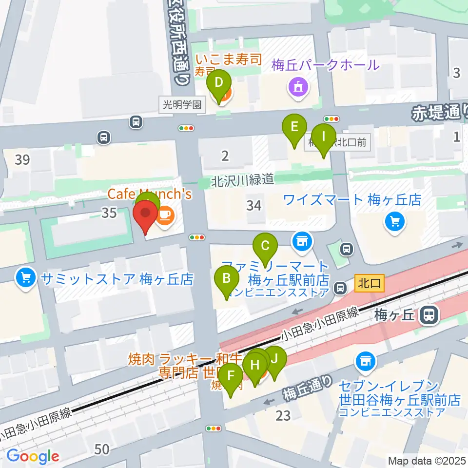 弦遊亭周辺のファミレス・ファーストフード一覧地図