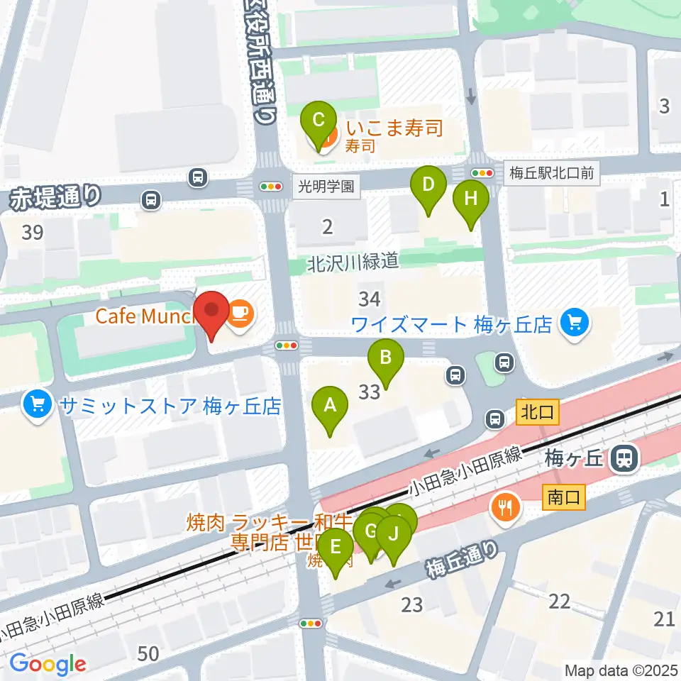 弦遊亭周辺のファミレス・ファーストフード一覧地図