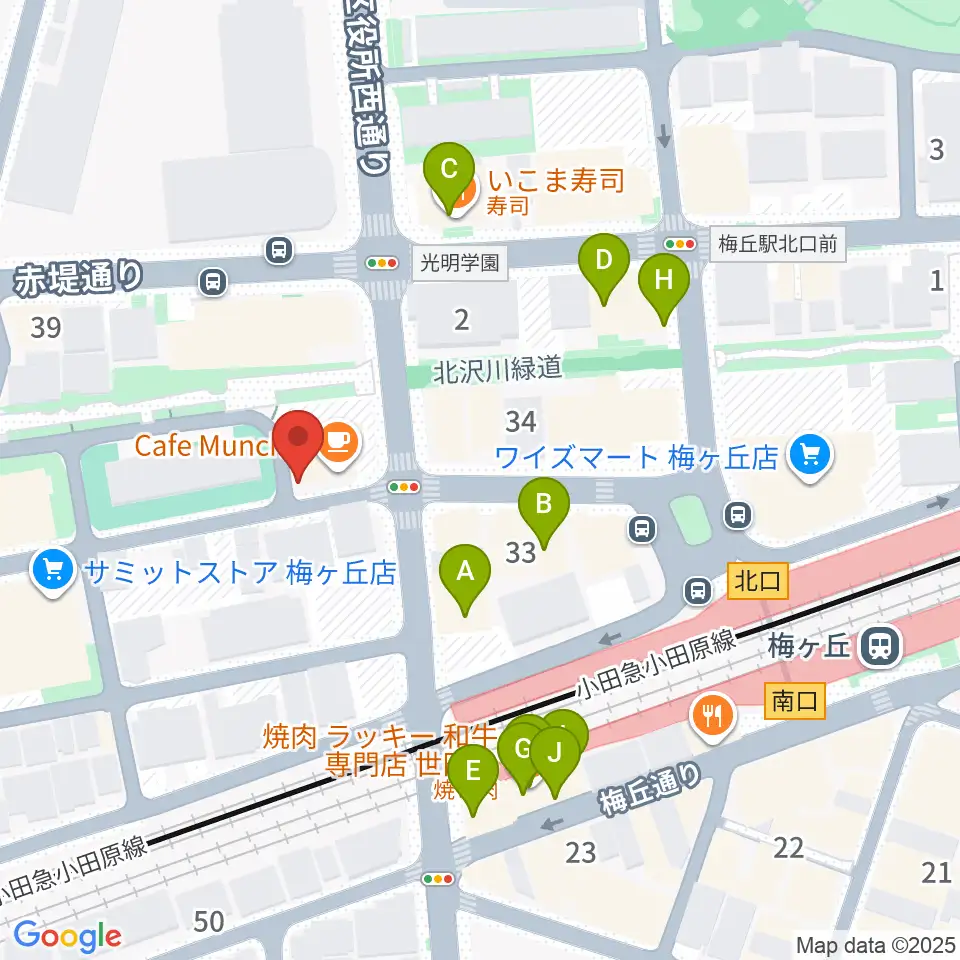 弦遊亭周辺のファミレス・ファーストフード一覧地図