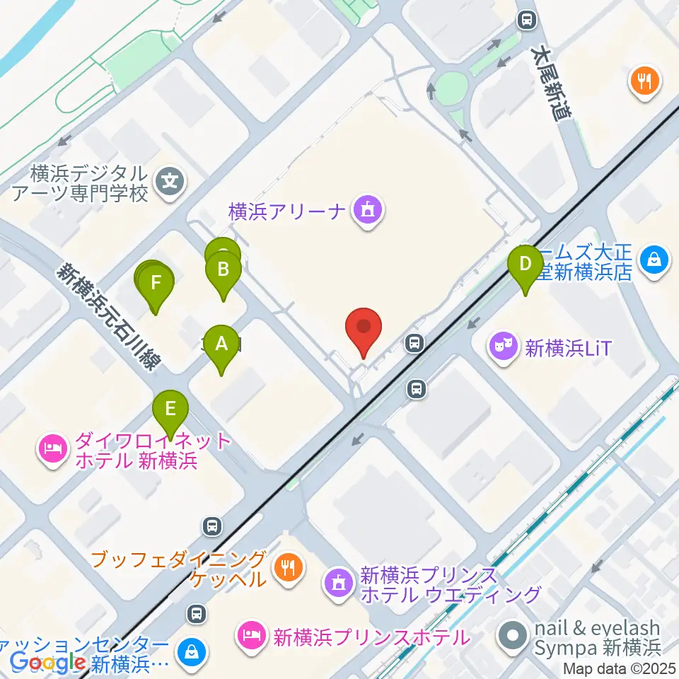 Mugic Piano Studio新横浜周辺のファミレス・ファーストフード一覧地図