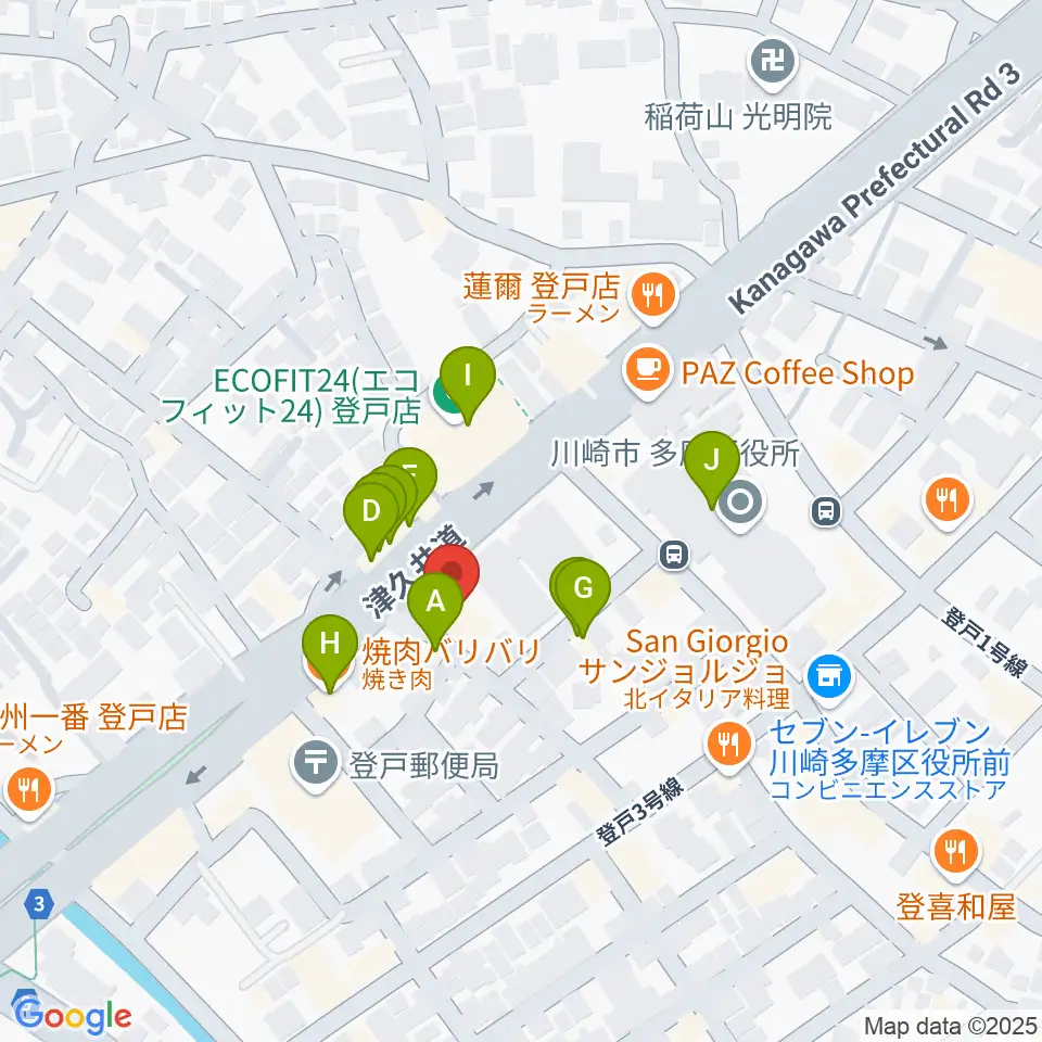 SOUND STUDIO OTA周辺のファミレス・ファーストフード一覧地図