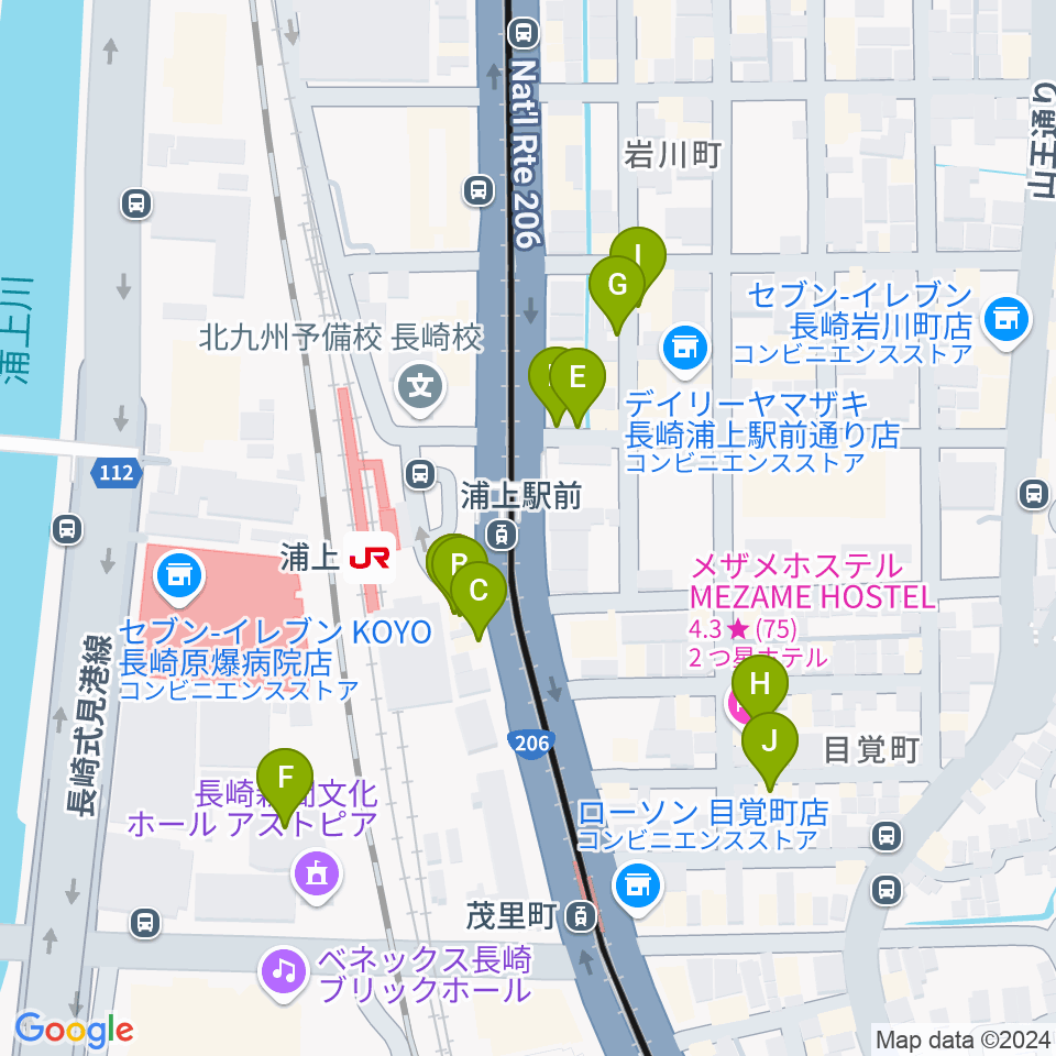 アノミュージックハウス周辺のファミレス・ファーストフード一覧地図