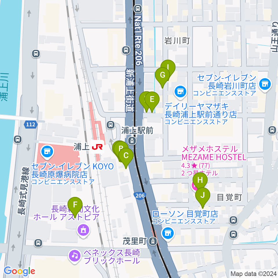 アノミュージックハウス周辺のファミレス・ファーストフード一覧地図