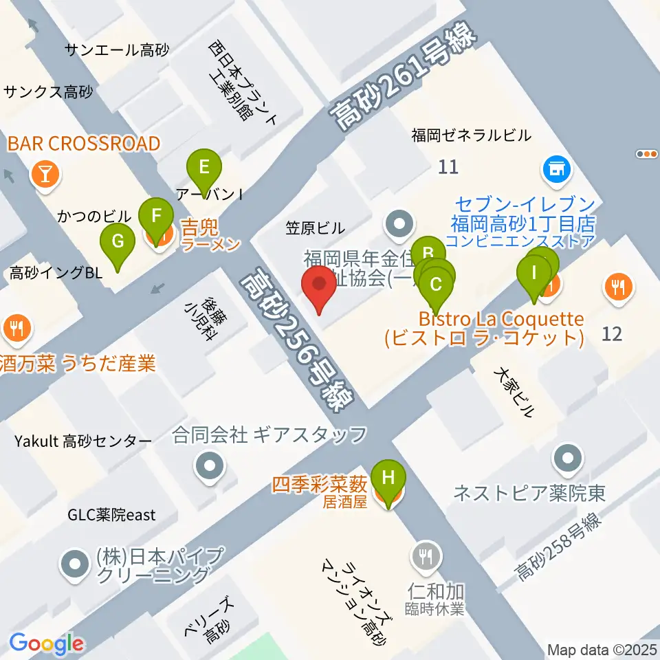 ワンナイン・サウンドプロデュース周辺のファミレス・ファーストフード一覧地図