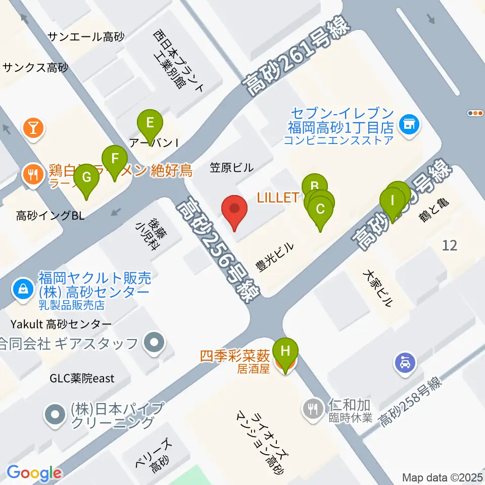 ワンナイン・サウンドプロデュース周辺のファミレス・ファーストフード一覧地図