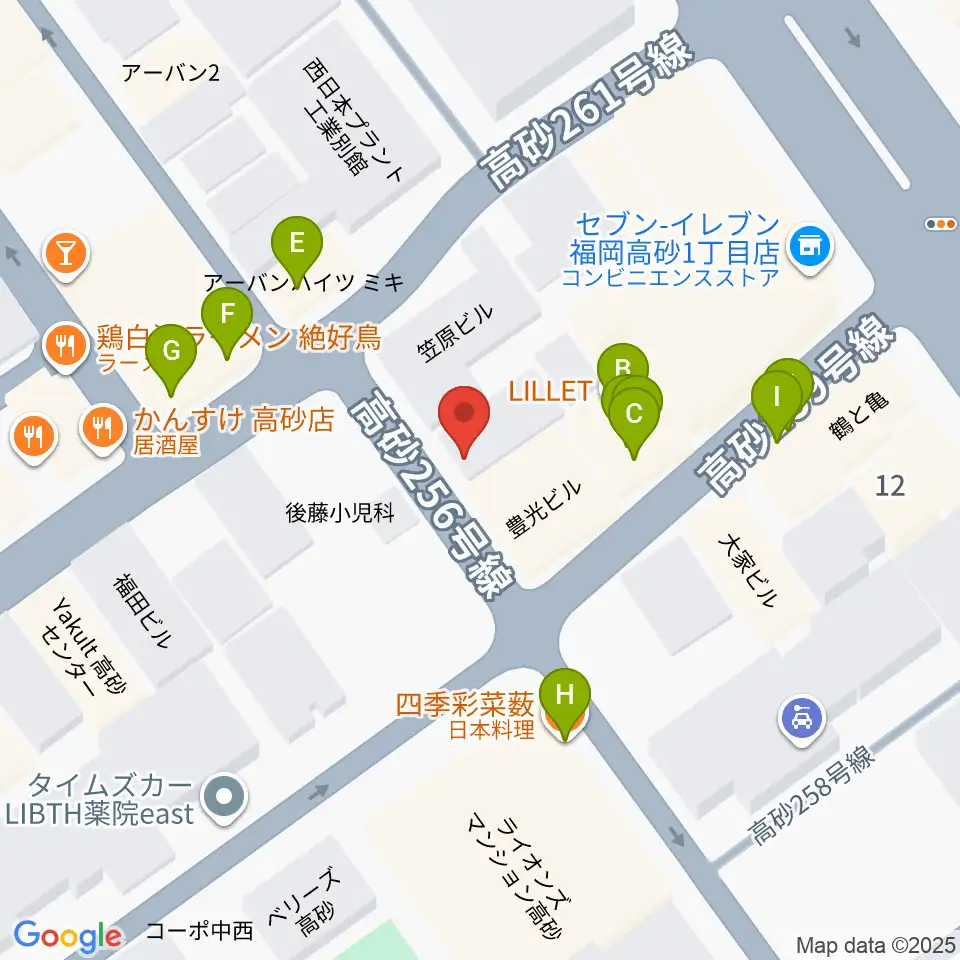 ワンナイン・サウンドプロデュース周辺のファミレス・ファーストフード一覧地図