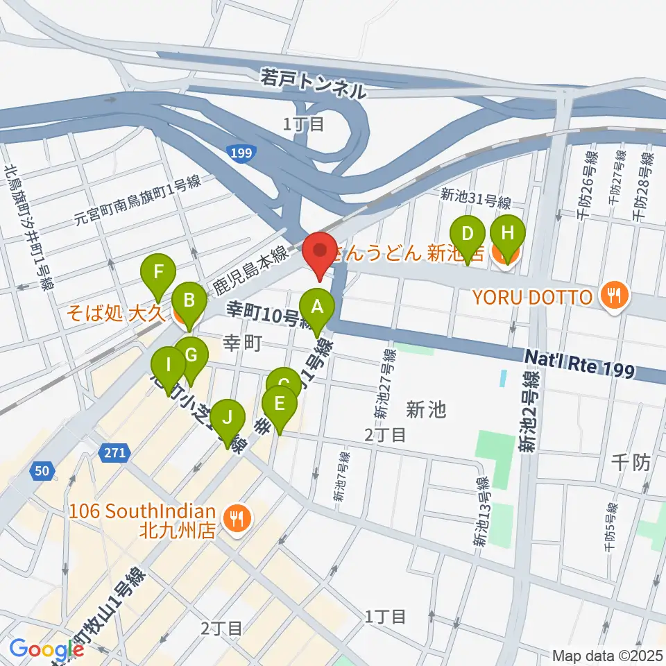 スタジオ アビーロード戸畑店周辺のファミレス・ファーストフード一覧地図