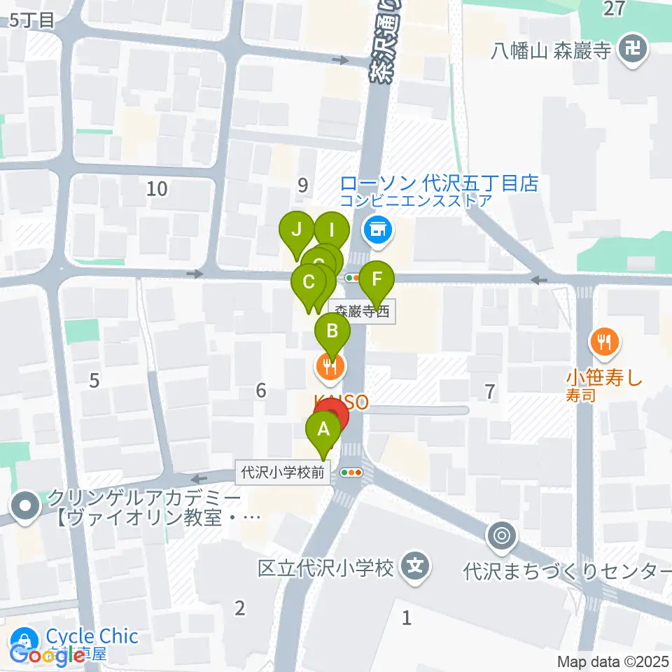 フォルテ楽器周辺のファミレス・ファーストフード一覧地図