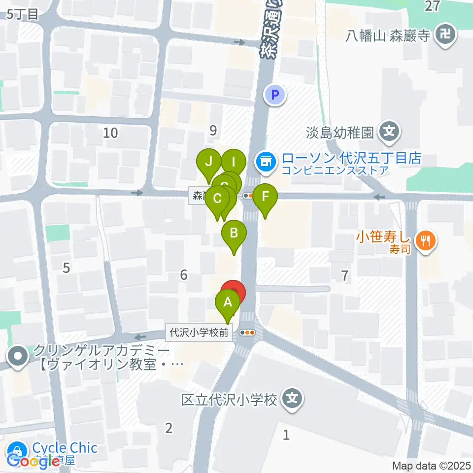フォルテ楽器周辺のファミレス・ファーストフード一覧地図