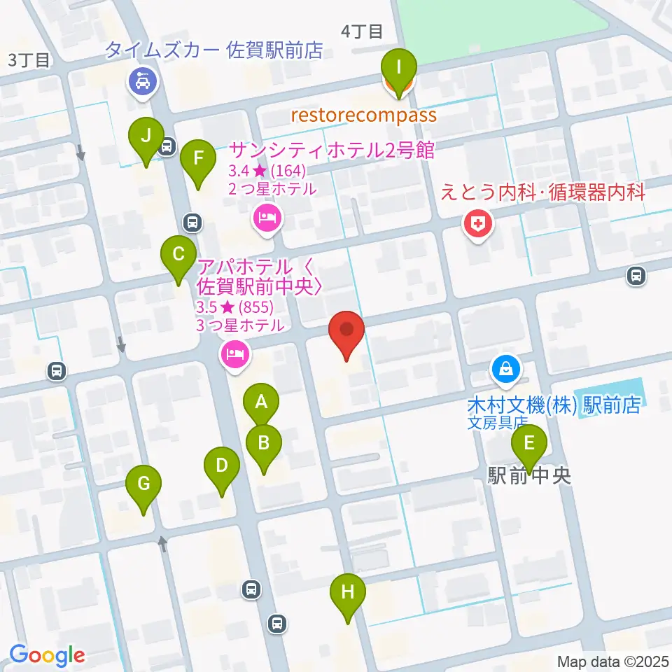 佐賀ガイルス周辺のファミレス・ファーストフード一覧地図