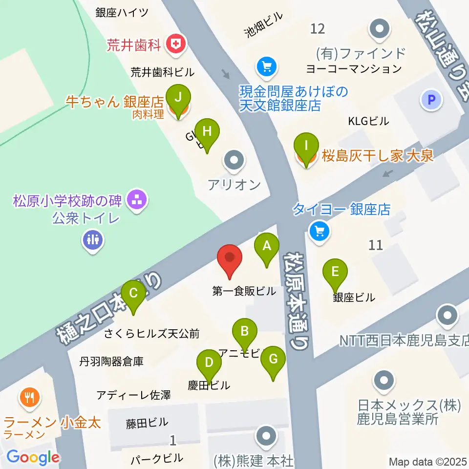 鹿児島スピードキング周辺のファミレス・ファーストフード一覧地図