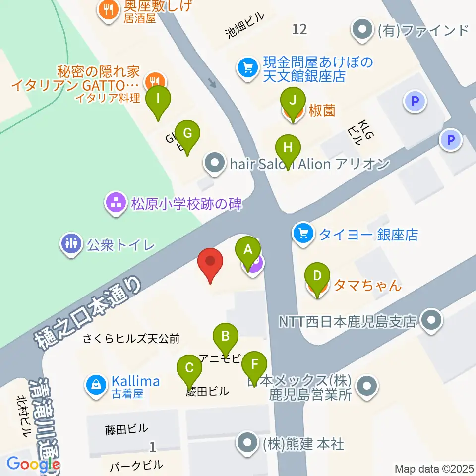 鹿児島スピードキング周辺のファミレス・ファーストフード一覧地図