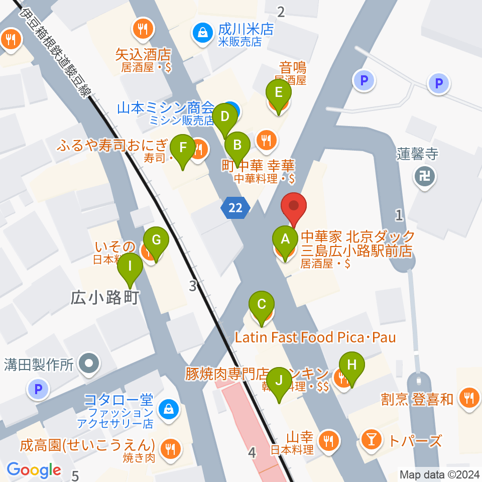 STUDIO O&K 三島店周辺のファミレス・ファーストフード一覧地図