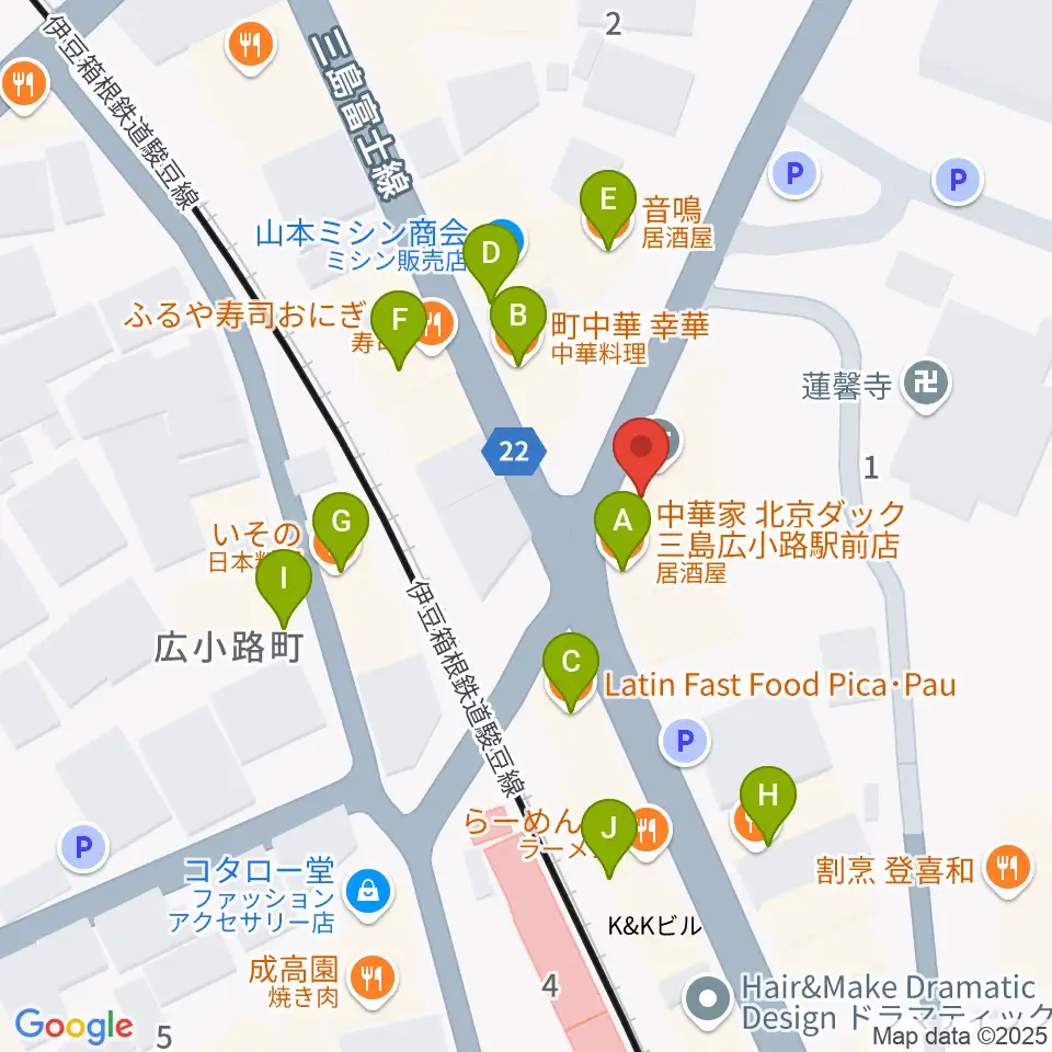 STUDIO O&K 三島店周辺のファミレス・ファーストフード一覧地図