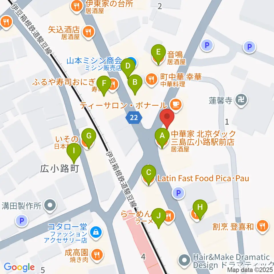 STUDIO O&K 三島店周辺のファミレス・ファーストフード一覧地図