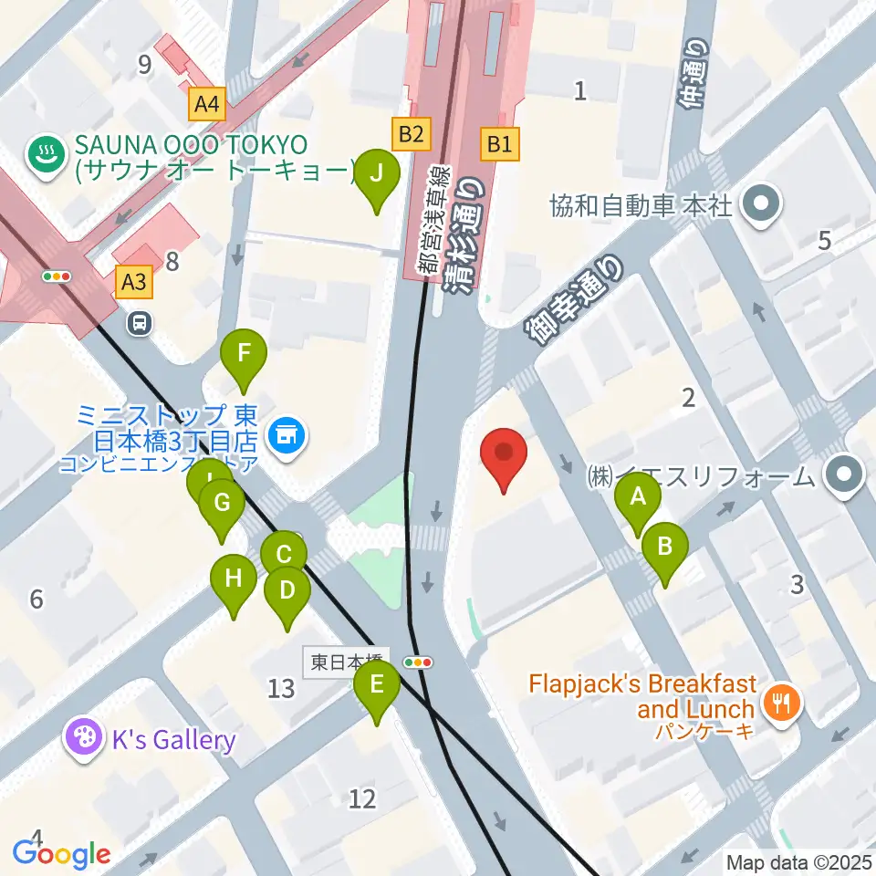 株式会社プリマ楽器周辺のファミレス・ファーストフード一覧地図