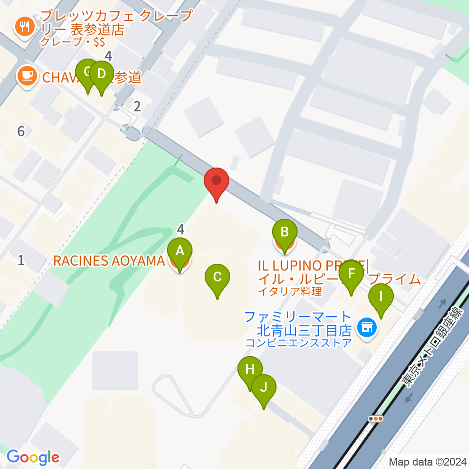 スタインウェイ＆サンズ東京周辺のファミレス・ファーストフード一覧地図