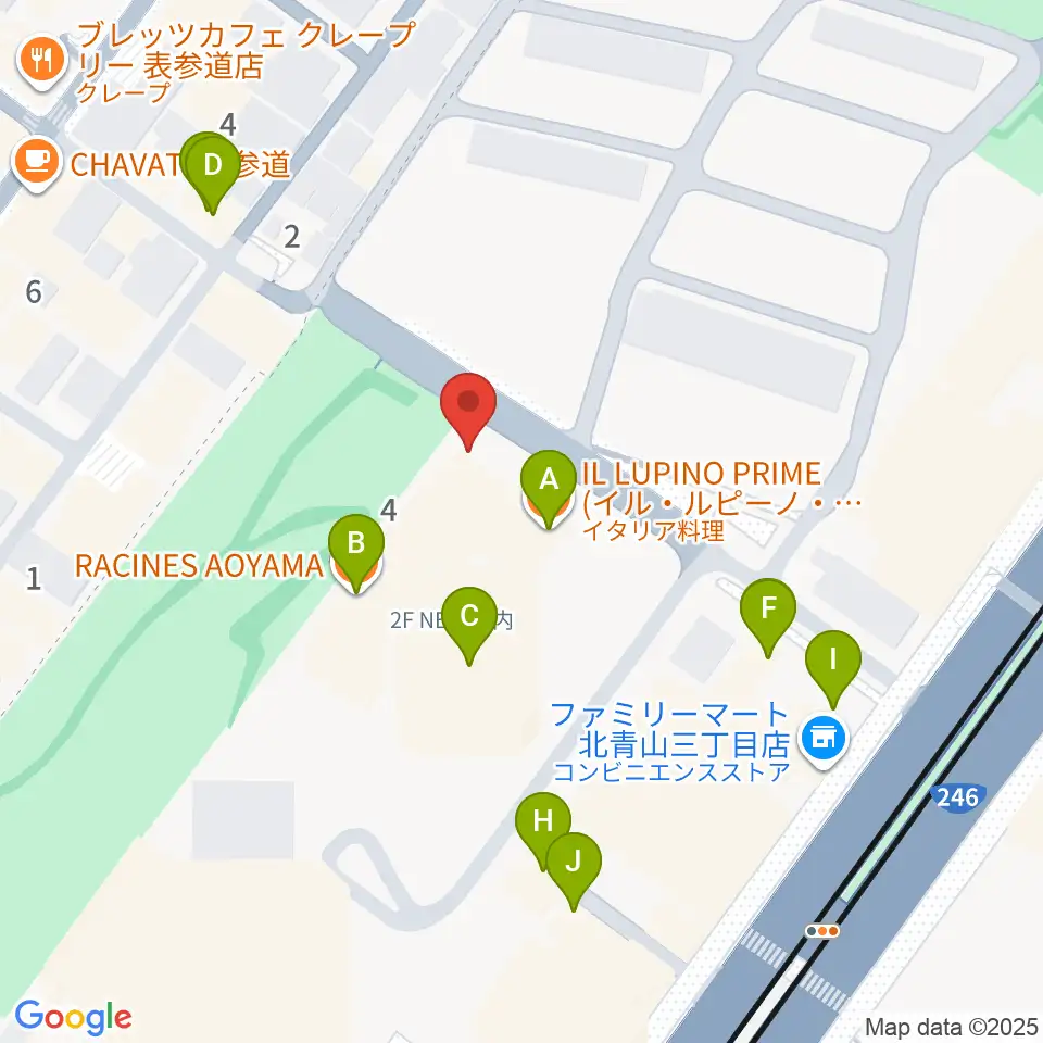 スタインウェイ＆サンズ東京周辺のファミレス・ファーストフード一覧地図